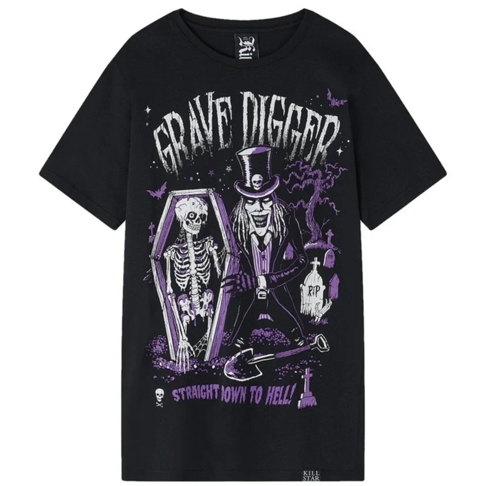 Killstar Grave digger unisex‎ graphic black t shirt